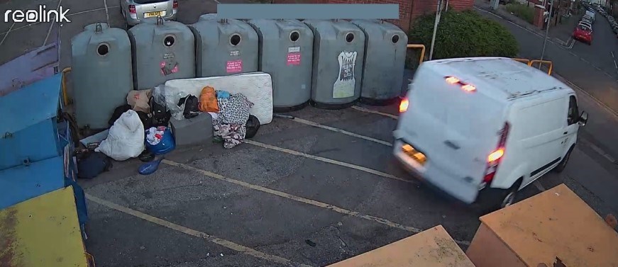 A van at a recycling point