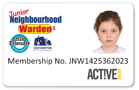A mock up of a Junior Wardens membership card