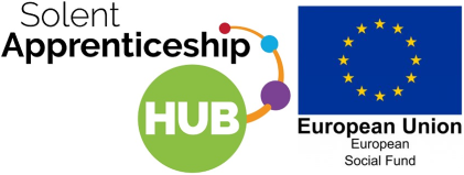 Logos of Solent Apprenticeship Hub and European Union Social Fund