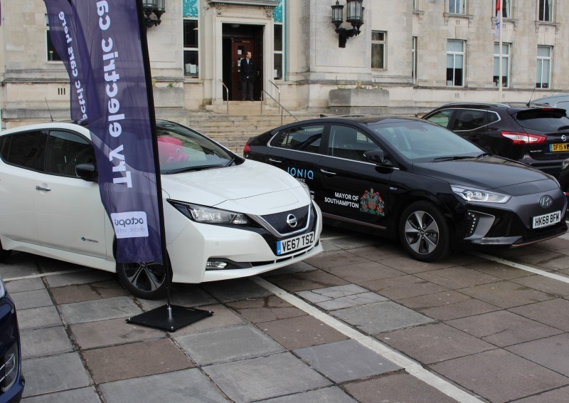 Electric vehicles parked at Southampton Guildhall