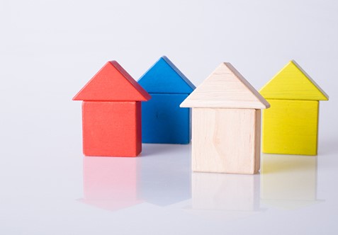 Model houses in different colours