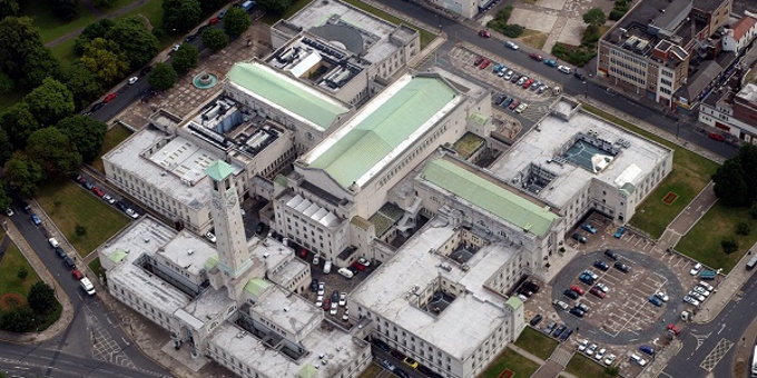 An aerial view of Southampton Guildhall
