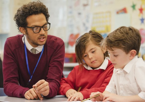 Teacher with two students