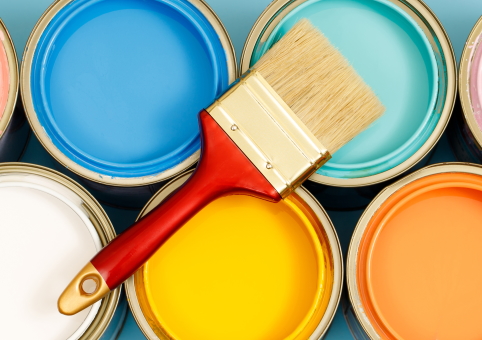 Brush on top of wall paint cans