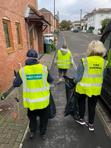 Richard, Megan and Emma out in the community litter picking