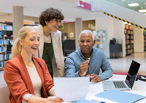 Adults in a library