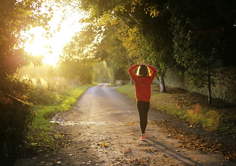 A runner at sunrise