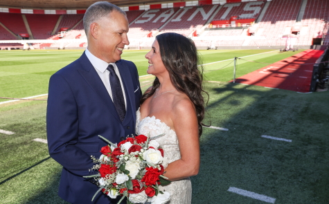 Married couple in stands of St Mary's Stadium