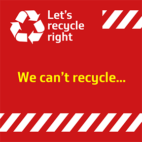Let's recycle right. We can't recycle [plastic] pots, tubs, trays and cartons. (7)