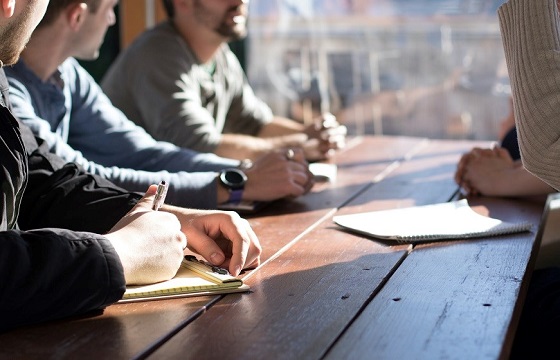 People meeting over table