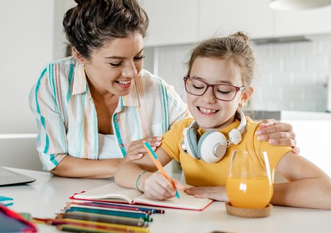 Parent helping child with learning