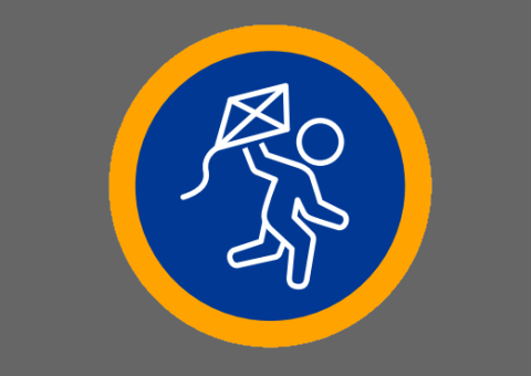 Person running with a kite icon