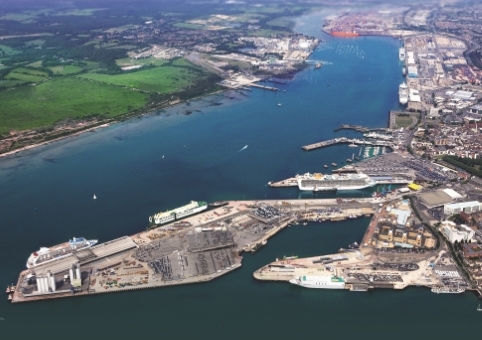 Aerial view of Southampton docks