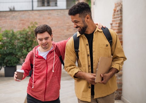 Two young people walking