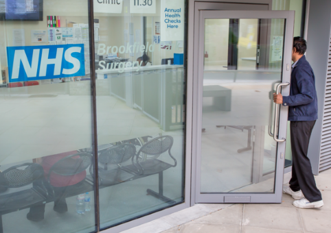 Man entering health centre