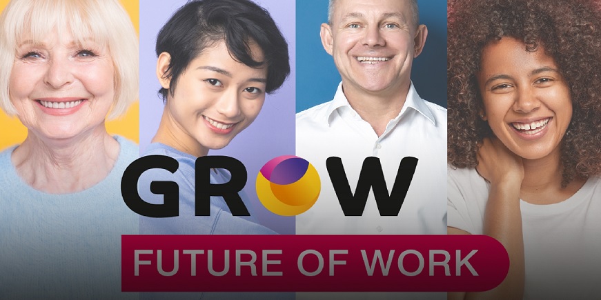 Image of people with Grow: Future of Work text