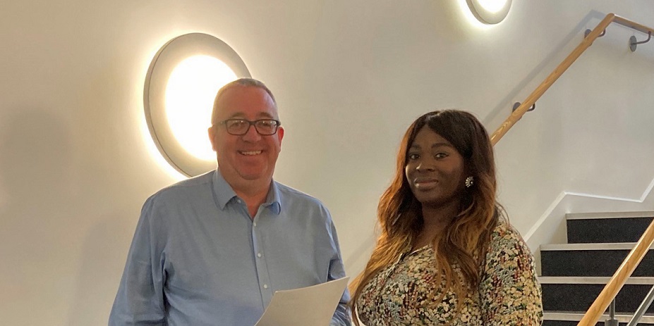Stephen Deller, Centre Manager, with Ebele Ossai, founder and owner of SNG Healthcare