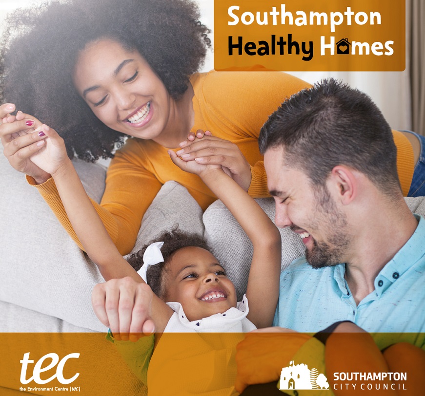Southampton Healthy Homes. A man woman and child are smiling.