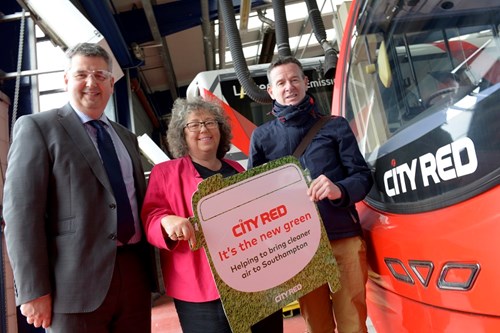 Cllrs with green First Bus
