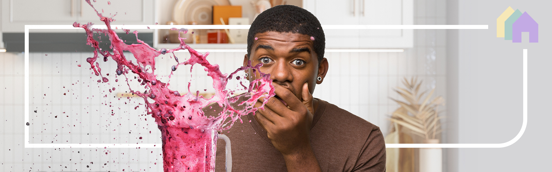 Young adult using a blender with the lid off