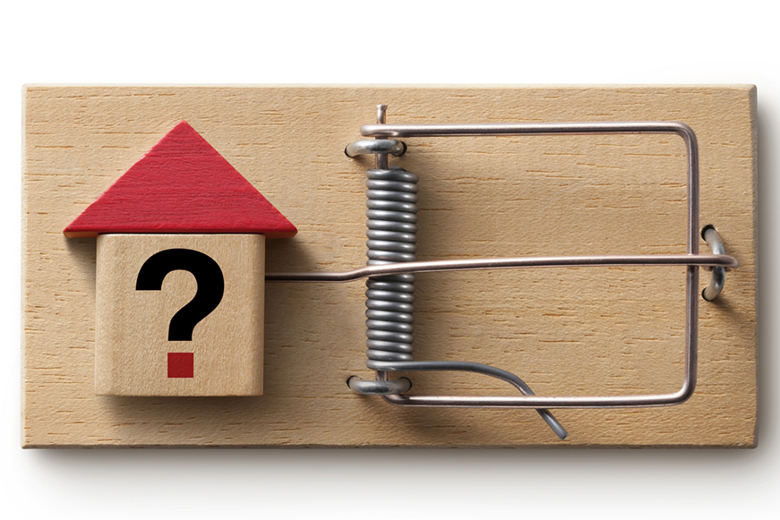 Wooden House With A Question Mark On A Mousetrap Wooden House With A Question Mark On A Mousetrap