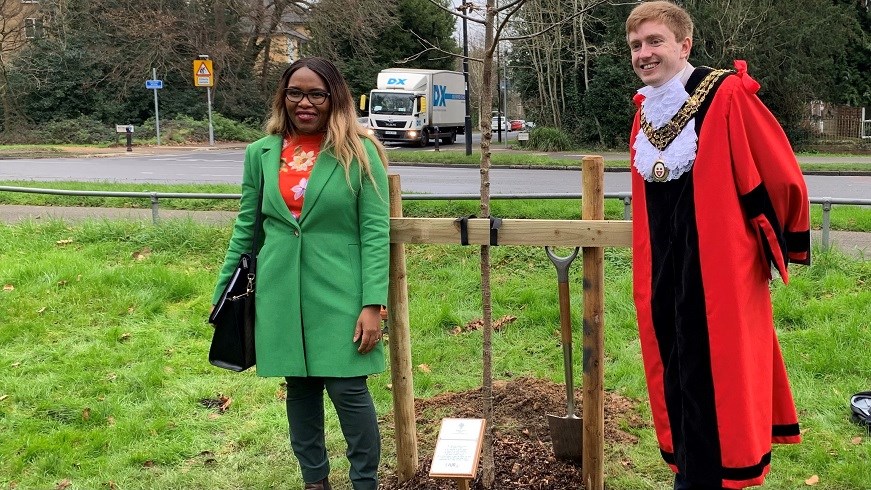 The Protasia Dlamini with Right Worshipful Mayor of Southampton, Councillor Alex Houghton
