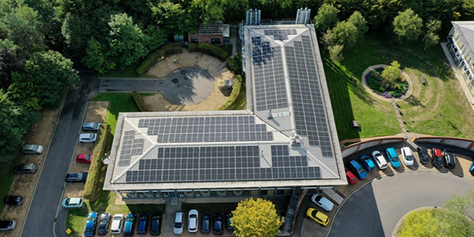 Building with solar panels