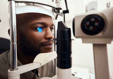 Young man having sight test