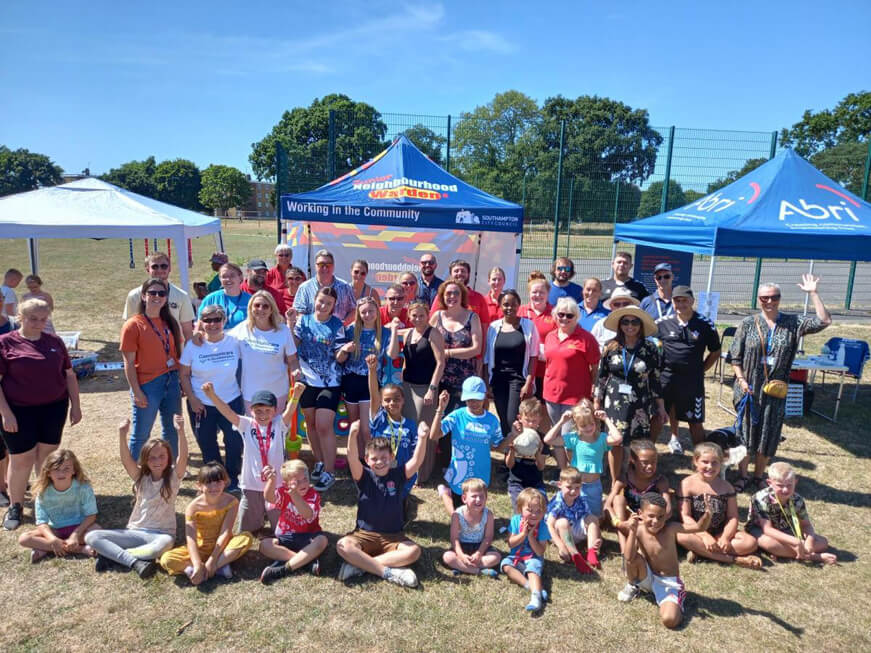 The Junior Neighbourhood Wardens together on a sunny day