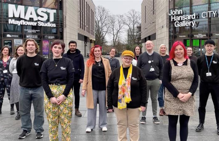 A group of people outside MAST and the John Hansard Gallery