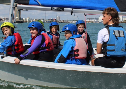 Group of children in a boat