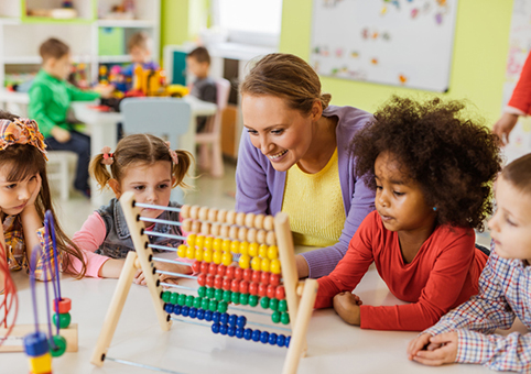 Children using abacus