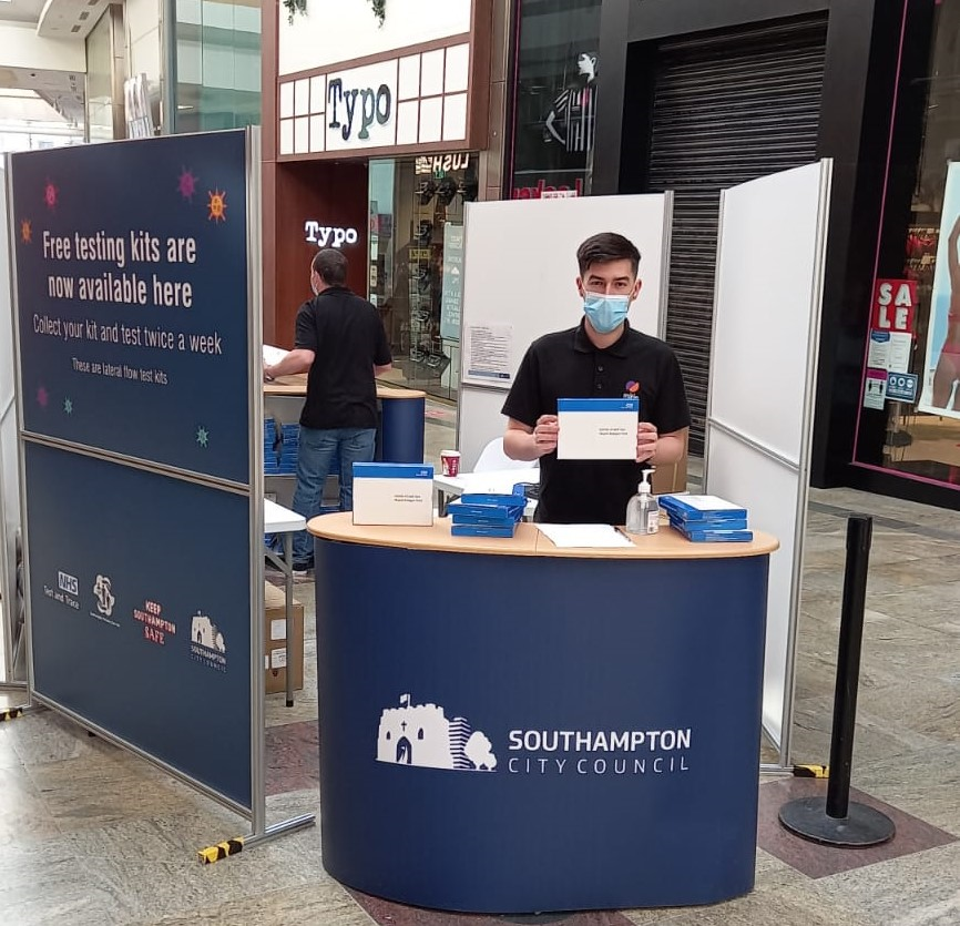 Temporary Covid-19 test collection site in Westquay shopping centre Temporary Covid-19 test collection site in Westquay shopping centre