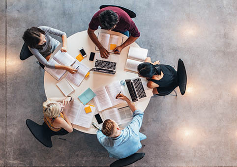 Top down image of a meeting