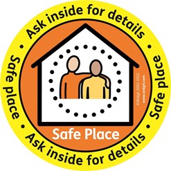 Safe Places logo sticker - Ask inside for details