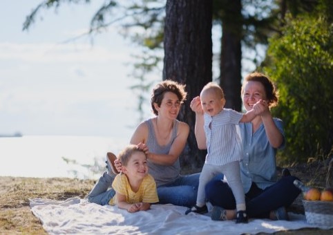 Lesbian couple with foster children