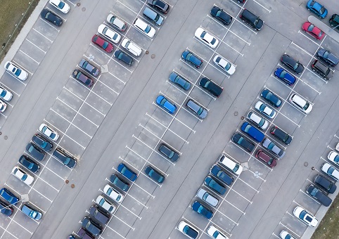 Aerial view of car park