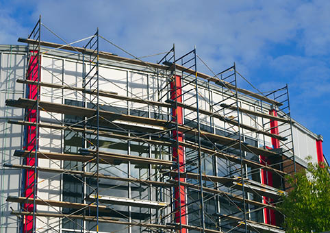 Building with scaffolding