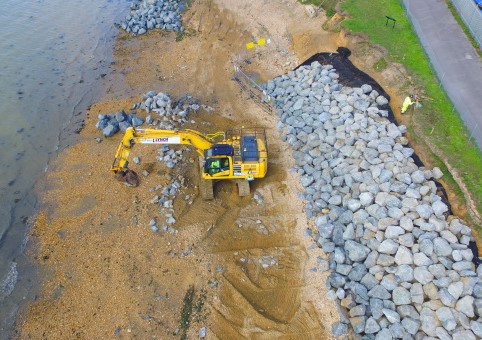 Coastal defence construction works