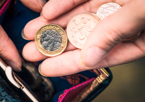 Purse and a handful of change