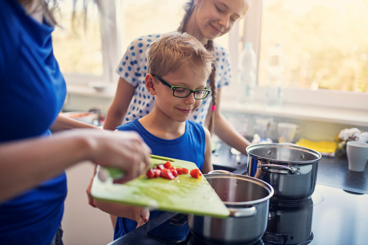 A family cooking together