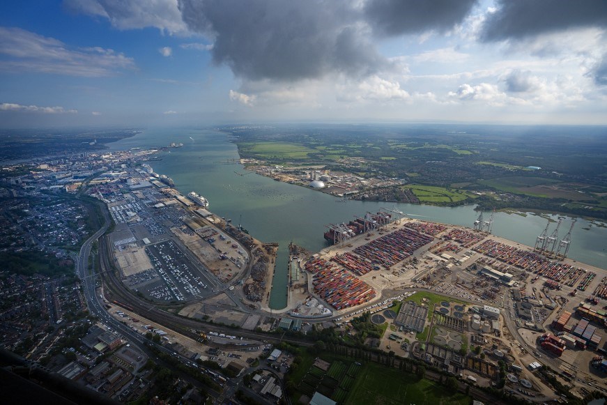 An aerial view of Southampton docks