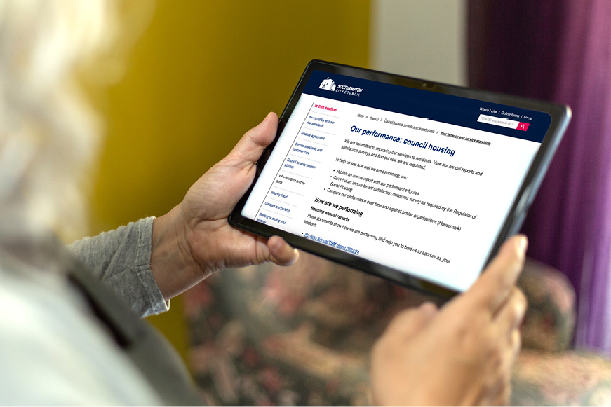 Tablet Showing Southampton City Council Website