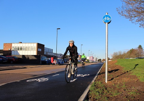 Cyclist on a cycle path