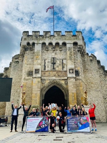 Key people that will benefit from the tournament legacy and the opportunities it will bring for women’s and girl's sport gathered at the Bargate to mark the milestone.