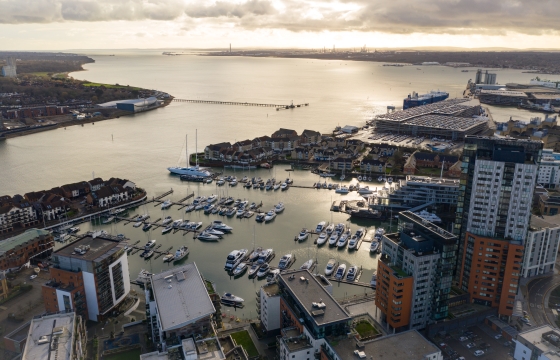 Aerial view of docks