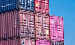 Stacked shipping containers