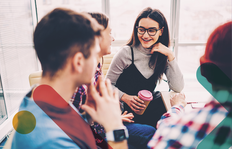 Young workers talking