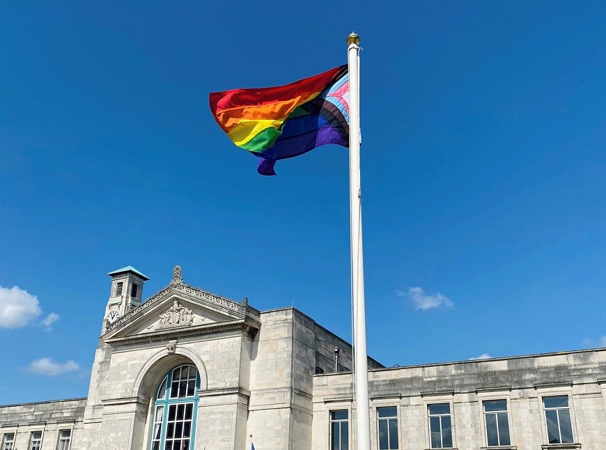 Progress Pride flag at Southampton Civic Centre
