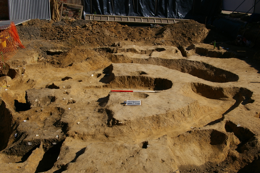 The site after archaeological excavation, showing the Saxon cemetery